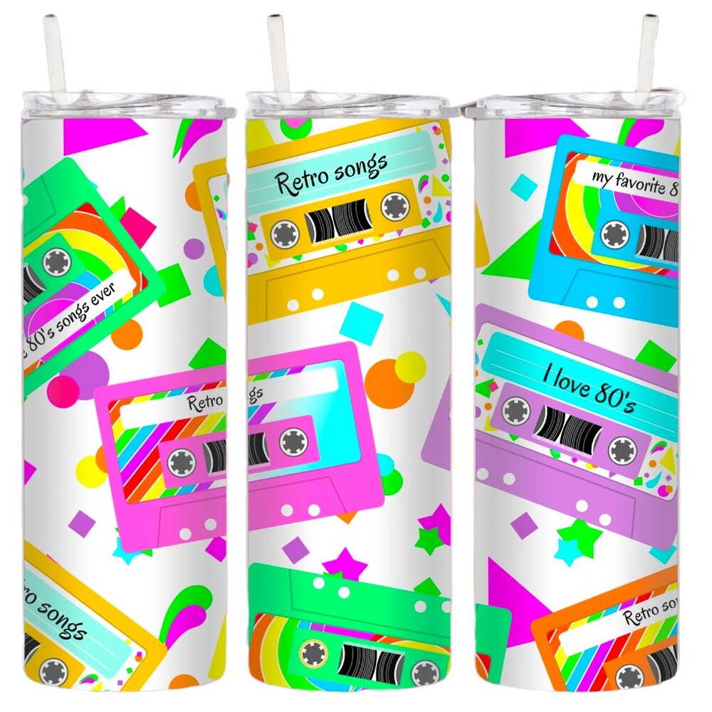 Colorful Cassette Tape Metal Insulated Tumbler
